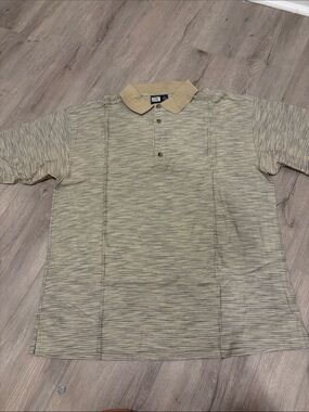 zinc Light Beige Striped Polo with Contrast Collar